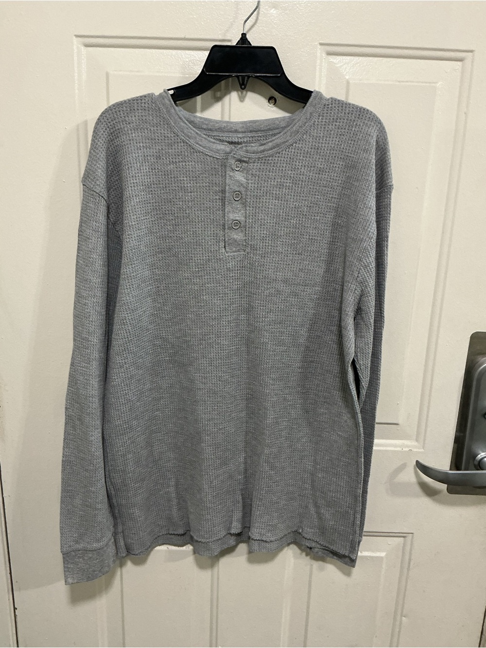 Fruit of the Loom Men's Gray Waffle Henley Pullover